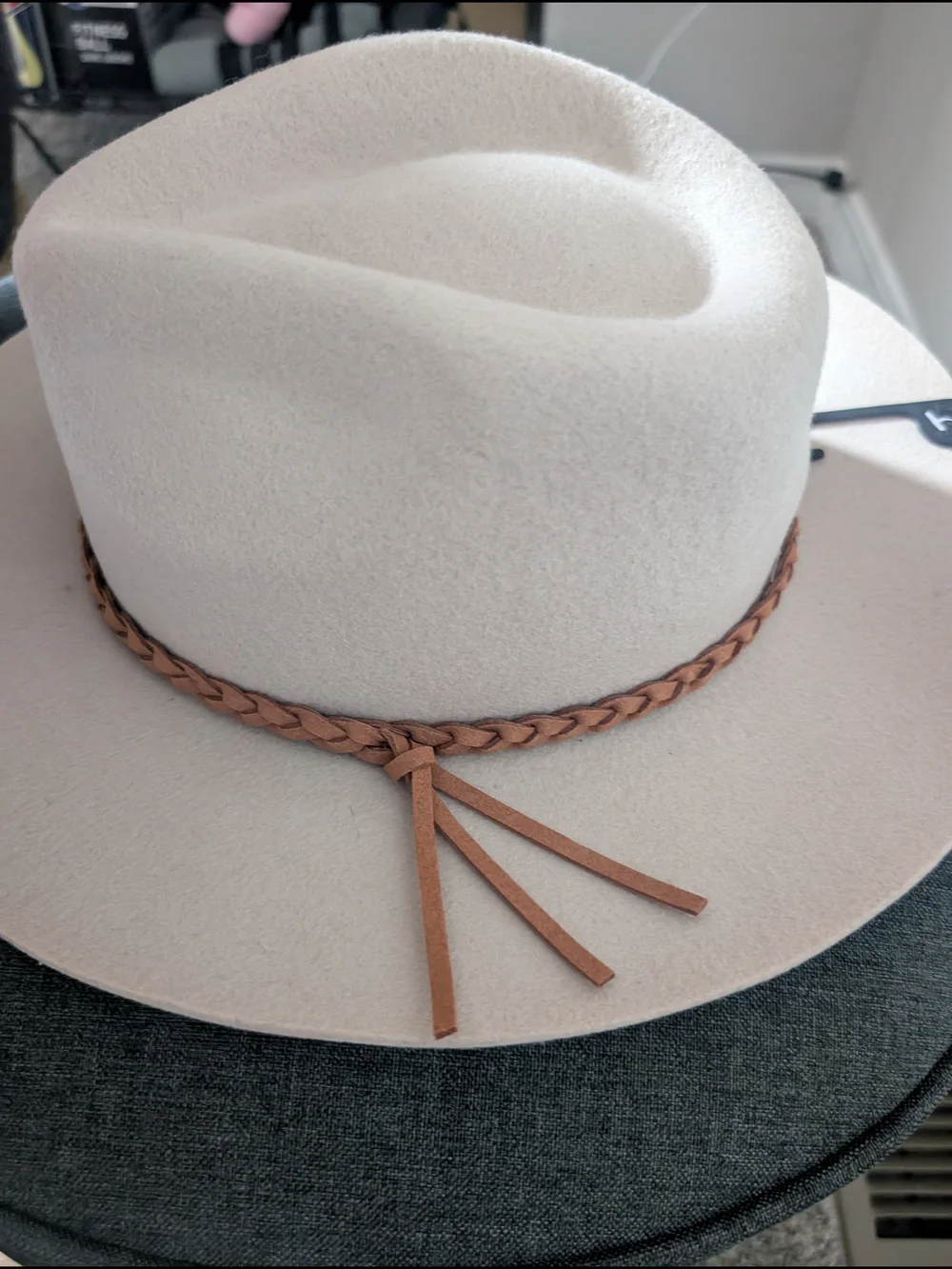 NWT! Banana Republic Cream Felt Fedora with Braided Tan Band M/L